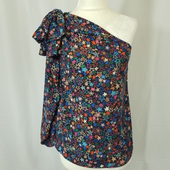 J. Crew Tops - J. Crew one shoulder star print blouse